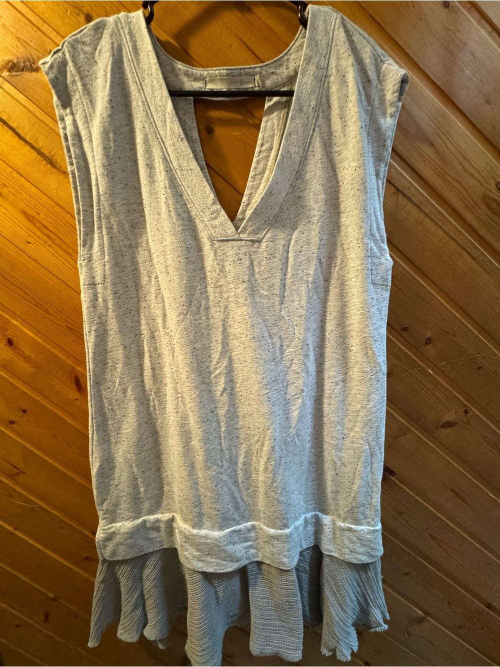 Grey State Light Heather Gray Sleeveless V-Neck Tunic with Ruffle Hem